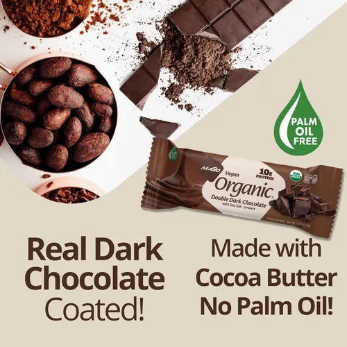 Miniatura 3 de Nugo Chocolate negro doble orgánico, 0.35 oz de proteína vegana, sin gluten, 24