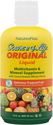 Miniatura 7 de Natures Plus Source of Life Líquido, fruta tropical, 8 onzas líquidas, suplemento multivitamínico y mineral, sin gluten, vegetariano, 8 porciones
