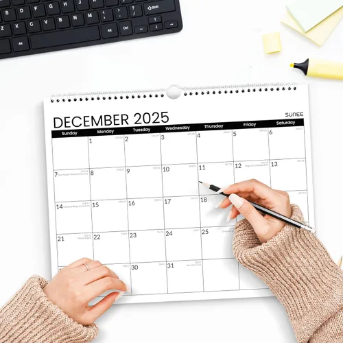 Miniatura 5 de SUNEE Calendario de pared 2026 de 18 meses, octubre de 2025 a marzo de 2027, 14.5 x 11.5 pulgadas, cuadrícula grande para colgar con papel grueso
