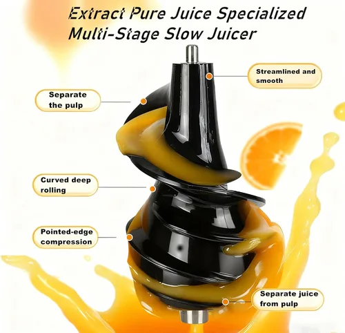Miniatura 6 de Exprimidor de prensa en frío,Máquina extractora de jugo de canal de alimentación de 6.3 pulgadas de ancho, 300 W de motor de cobre exprimidor lento