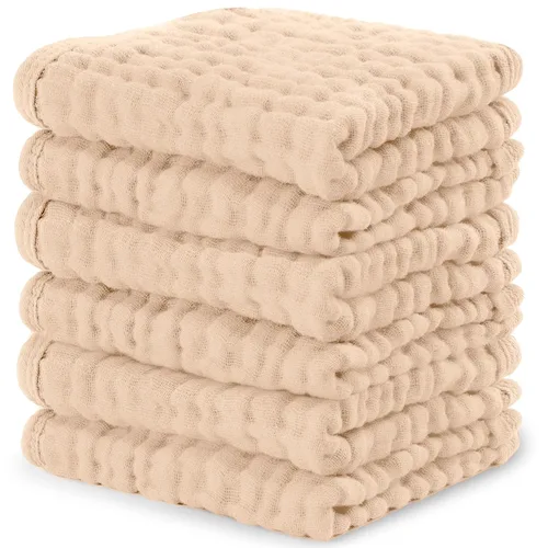 Miniatura 28 de Comfy Cubs - Juego de paños de muselina para eructos de 20 x 10 pulgadas, paquete de 10, tamaño grande, 6 capas, 100% algodón, absorbentes, seguros