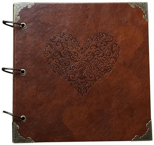 ToiM Retro y vintage en relieve en forma de corazón patrón de piel sintética cubierta álbum de recortes, hecho a mano DIY boda álbum de fotos libro