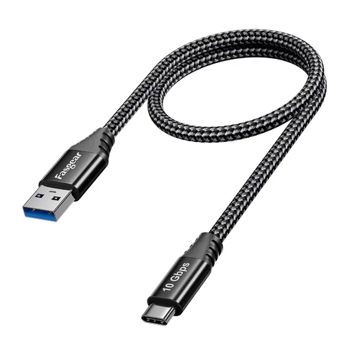 Fasgear Cable USB C corto Android Auto de 1.65 pies – Transferencia de datos USB A a C 3.2 Gen 2 de 10 Gbps, cable Carplay tipo C, carga rápida 3A