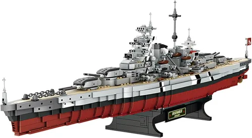 Gonli Bismarck - Juego de bloques de construcción de acorazados – Alemania WW2 juguetes de construcción militar para adultos – Ladrillos modelo