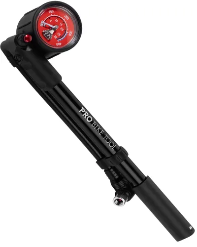 PRO BIKE TOOL Bomba de suspensión para bicicletas de montaña y carretera - Bomba de suspensión de bicicleta de alta presión de 300 PSI - Ideal para