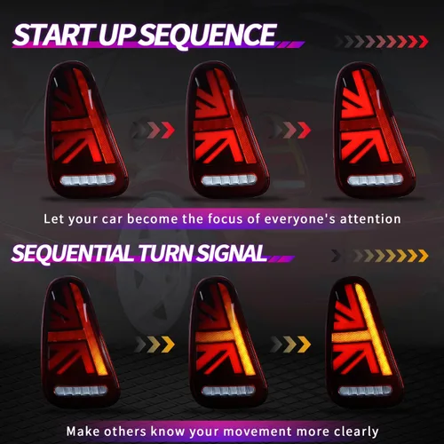 Miniatura 3 de Ensamble de Luces Traseras Archaic Compatible para Mini Cooper R50 R52 R53 2001-2007, Lámparas Traseras Union Jack para Mini Cooper Rojo