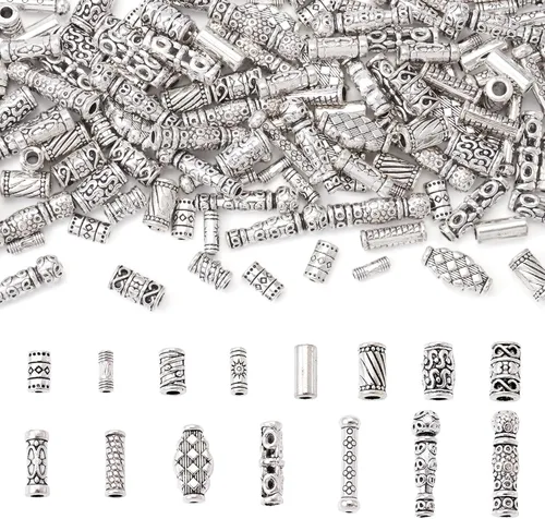Miniatura 26 de Craftdady 300 piezas Cuentas espaciadoras de aleación tibetana dorada antigua 30 estilos surtidos Cuentas de columna poligonal asimétrica, cuentas