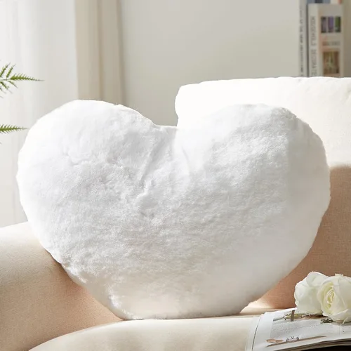 YRXRUS Almohadas de corazón, almohada en forma de corazón, almohada blanca con forma de corazón para regalos, almohadas con forma para ella, niños,