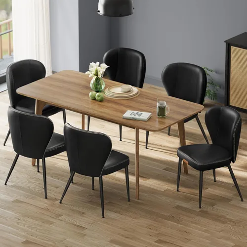 Miniatura 17 de VASAGLE Colección EKHO - Juego de 4 sillas de comedor, sillas tapizadas para cocina, asiento cómodo, cuero sintético con costuras, estilo de marrón