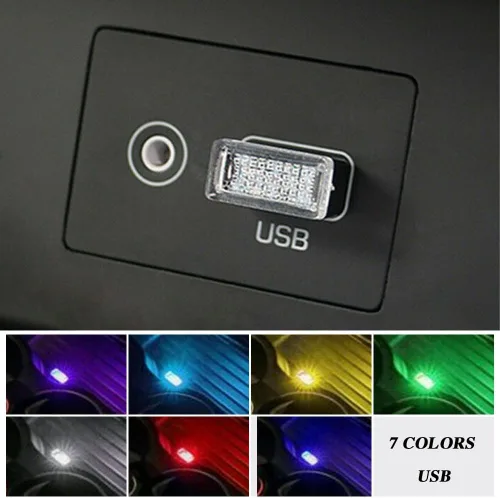 Miniatura 6 de 4 lámparas LED USB para el interior del automóvil, luces LED para automóvil, interfaz USB A enchufable, iluminación ambiental para cajuela