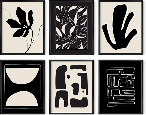 Miniatura 28 de HAUS AND HUES Arte abstracto negro para pared, juego de 6 impresiones artísticas modernas de líneas negras y grises, arte abstracto geométrico Juego