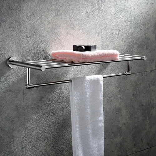 Miniatura 3 de Toalleros cepillados para baño, toallero montado en la pared con barras de torre, estante de baño de acero inoxidable, soporte de toalla de mano