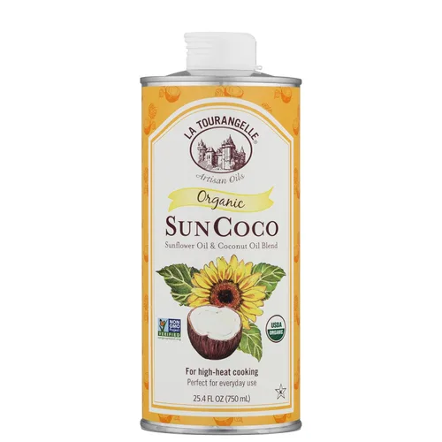 La Tourangelle, aceite de coco orgánico, mezcla única de aceite de girasol orgánico alto en oleico y aceite de coco refinado orgánico, para cocinar