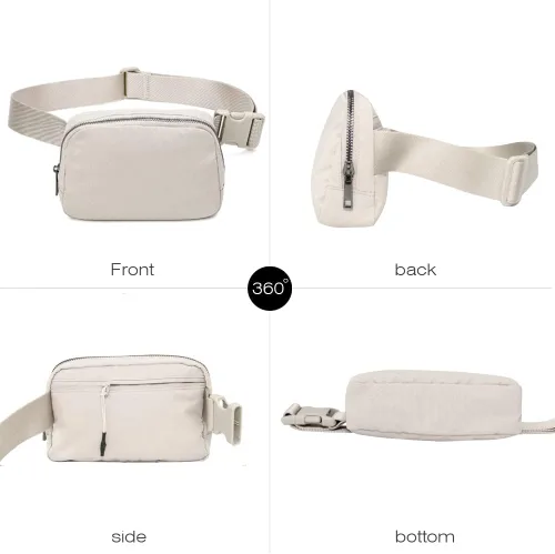 Miniatura 3 de Riñonera con Correa de Cintura Bolso de Cadera para Correr, Senderismo, Viajes, Entrenamiento, Correa Ajustable para Mujeres, Beige, Elegante