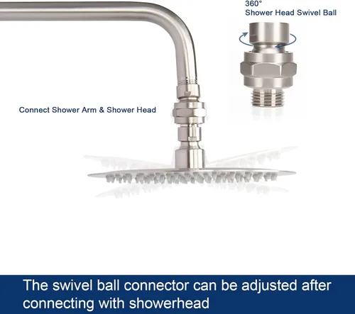 Miniatura 2 de NearMoon Adaptador de bola giratoria para cabezal de ducha, conector de ducha de latón macizo, junta esférica, componente de extensión universal