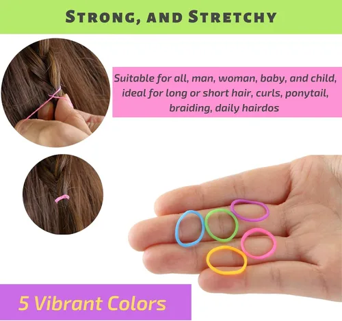 Miniatura 3 de Mr. Pen - Bandas de goma para el cabello de colores surtidos, paquete de 2400, mini lazos elásticos para cabello y niñas