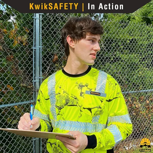 Miniatura 6 de KwikSafety - Charlotte, NC - Camisa de seguridad de manga corta para hombre renacentista [cinta reflectante de espina de pescado] Clase 2 ANSI OSHA