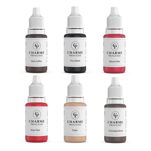 Miniatura 2 de Charme Princesse Microblading Pigmento Pigmento Permanente Maquillaje 6pcs para Cejas Labios Tatuaje Tinta Suministros 0.5 fl oz Botellas PI503-15-6