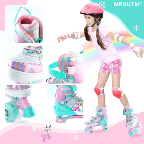 Miniatura 6 de Patines ajustables para niñas, todas las ruedas, zapatos de patinaje luminosos con luz para niños