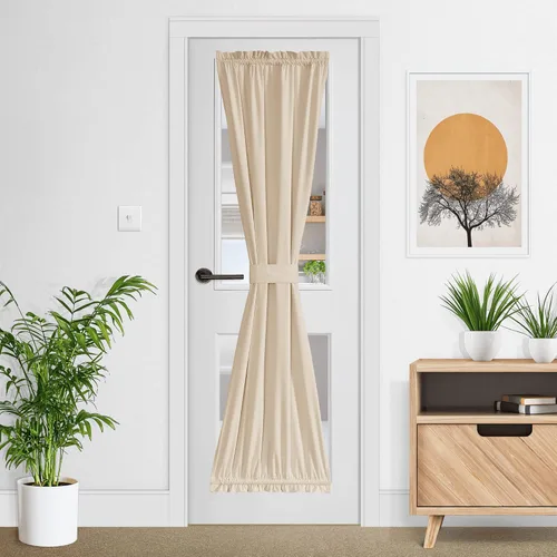 Miniatura 9 de NICETOWN Cortina negra de terciopelo para puerta de cocina/baño/patio/puerta corrediza de vidrio, aislante, con bolsillo para barra, insonorizante