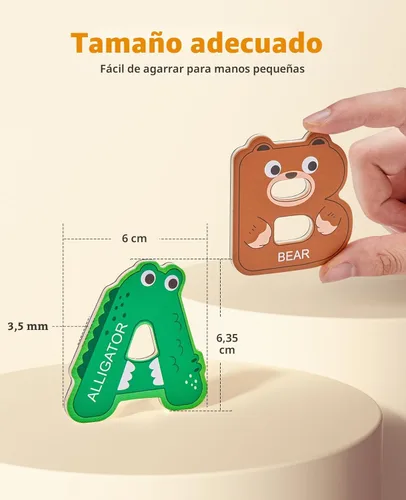 Miniatura 5 de JoyCat Imanes de madera gruesos del alfabeto para nevera, tamaño grande, lindo animal, colorido ABC, letras magnéticas, 26 letras mayúsculas, juego