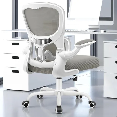 ALLGOD Silla de oficina ergonómica, silla de escritorio ergonómica de malla transpirable con soporte lumbar ajustable, reposabrazos abatibles,