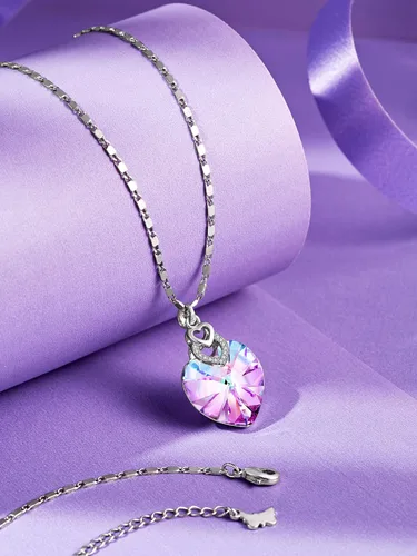 Miniatura 3 de PLATO H 3 Heart Crystal Necklace for Women Gifts for her Pendant Crystal Jewelry Necklace for Girl Wedding Gifts for Anniversary Day Mother's Day