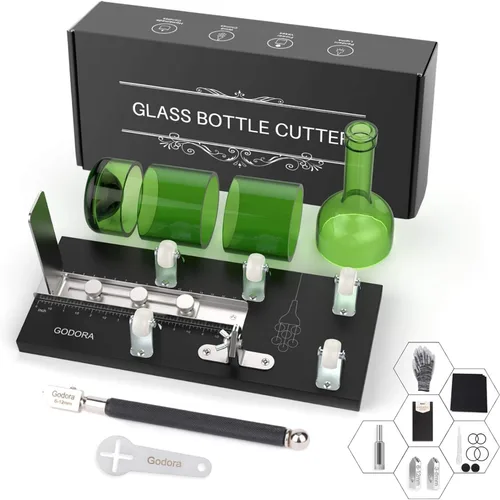 Godora Cortador de botellas de vidrio, cortador de vidrio mejorado para botellas y cortador de vidrio, máquina de bricolaje para cortar botellas