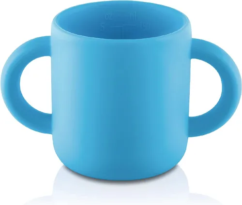 Miniatura 8 de Taza de entrenamiento de silicona para bebés, taza de aprendizaje para niños pequeños con dos asas, taza abierta para bebés de 5 onzas, ideal