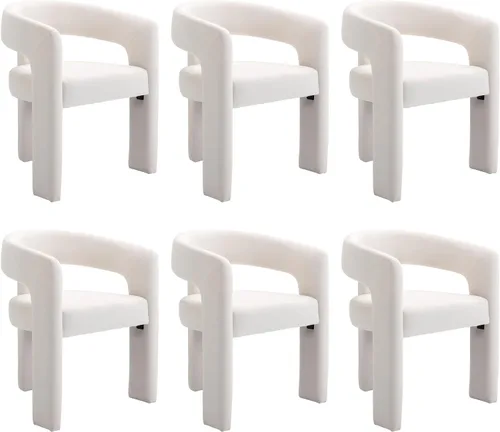 Miniatura 37 de BESTANO Sillas de comedor modernas tapizadas en terciopelo de vellón con respaldo abierto, lindas sillas laterales de barril, sillas de cocina