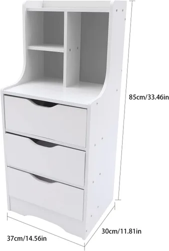 Miniatura 3 de Cómoda de 3 cajones con almacenamiento superior, mesita de noche, mesita de noche, armario de almacenamiento con estante abierto, amplio espacio