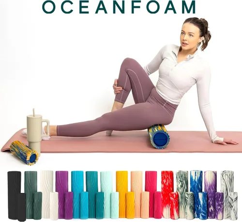 Miniatura 9 de Oceanfoam Tidal Roller - Real, Dorado y Natural Marmoleado - Rodillo de espuma de masaje muscular para dolor de espalda y estiramiento, textura