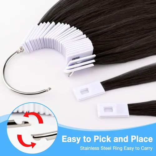 Miniatura 4 de Noverlife 30 muestras de cabello puro para prueba de color, cabello humano Remy real, kit de prueba de anillo de color de cabello negro, muestra