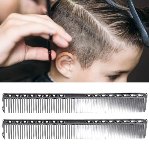 Miniatura 3 de Peines de peluquería de metal, peines profesionales de acero inoxidable para peluquería, peine desenredante (negro)