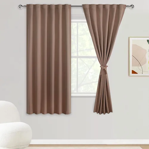 Miniatura 44 de DWCN Cortinas opacas con pestaña trasera para ventana - Cortinas opacas con bolsillo para barra para oscurecer la habitación para dormitorio/sala