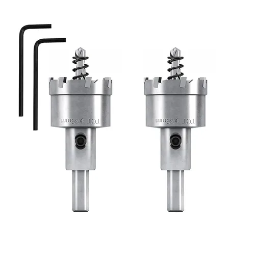 Miniatura 12 de Juego de sierra de carburo de 1 3/4 pulgadas y 1.772 in para taladro de taladro de metal con broca piloto para hojas de acero inoxidable, tubos
