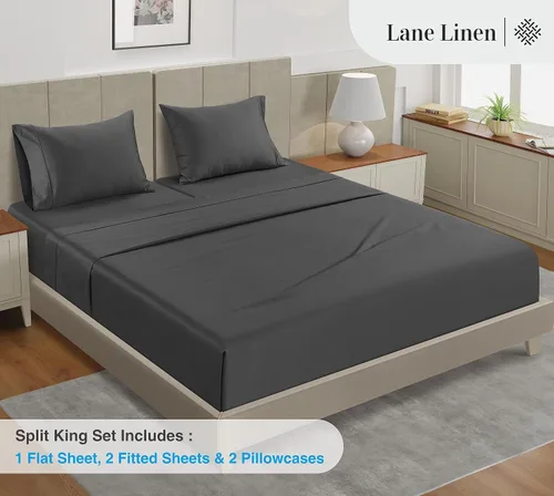 Miniatura 3 de LANE LINEN - Sábanas tamaño Split King para cama ajustable, 450 hilos, 100% algodón, 2 sábanas bajeras individuales XL, con bolsillo profundo, 02
