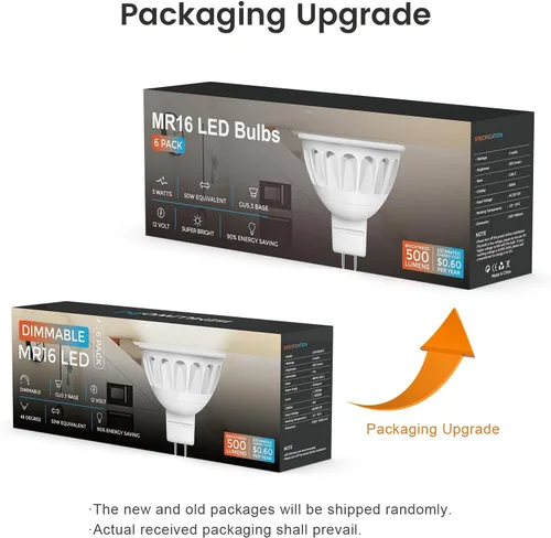 Miniatura 9 de Bombilla LED MR16 regulable, 5 W (equivalente a 50 W) 2700 K blanco cálido, bombillas de base GU5.3, ángulo de haz de 40°, 12 V CA CC - sin Blanco