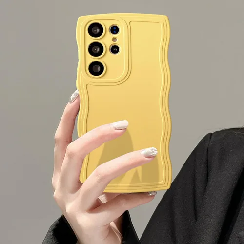 Miniatura 34 de UEEBAI Funda de silicona con marco de ola para Samsung Galaxy S22 5G, funda de teléfono con marco de ola linda, ajuste delgado, amortiguador de Negro