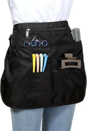 Miniatura 2 de Delantal de peluquero con 7 bolsillos, impermeable y a prueba de blanqueamiento para hombres y mujeres, delantal de peluquería para cosmetología