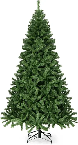 Miniatura 13 de Goplus Árbol de Navidad negro sin luz de 7.5 pies, árbol de Halloween artificial con 1258 puntas de rama, soporte de metal, árbol completo