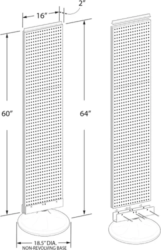 Miniatura 15 de Azar Displays 700440-WHT, EXPOSITOR DE PISO DE PEGBOARD DE DOS CARAS BASE DE ESTUDIO REVOLVANTE REDONDO TAMAÑO DEL PANEL: 16" W X 60" H, Blanco