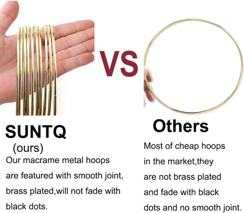 Miniatura 4 de SUNTQ Anillo de macramé para atrapasueños, manualidades de metal, redondo, chapado en latón, 4 pulgadas (dorado, paquete de 10)