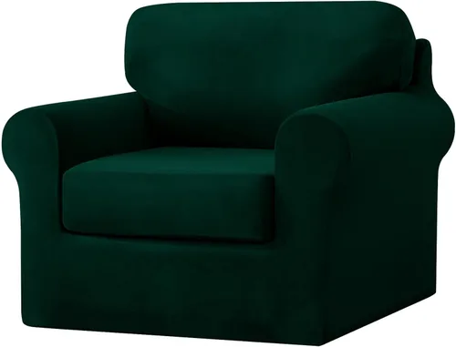 Miniatura 73 de UNBBRRL Fundas de sofá de 3 piezas para sofá, funda de terciopelo elástico para sillón con 1 funda de cojín de asiento y 1 funda de respaldo