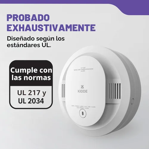 Miniatura 4 de Kidde Detector de humo y monóxido de carbono, funciona con batería de 10 años, indicadores de luz de advertencia LED, 30CUD10