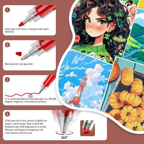 Miniatura 3 de DICEKOO Bolígrafos de gel acrílico para colorear 72 colores, punta fina de 0.039 in con control automático de tinta, 30% más de tinta, bolígrafos