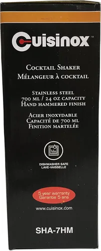 Miniatura 2 de Cuisinox Coctelera de acero inoxidable con tapa y colador, acabado martillado, 9.4"- 24 oz
