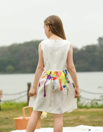 Miniatura 7 de Vestido informal de verano 21KIDS con estampado creativo artístico multicolor tallas 6-12