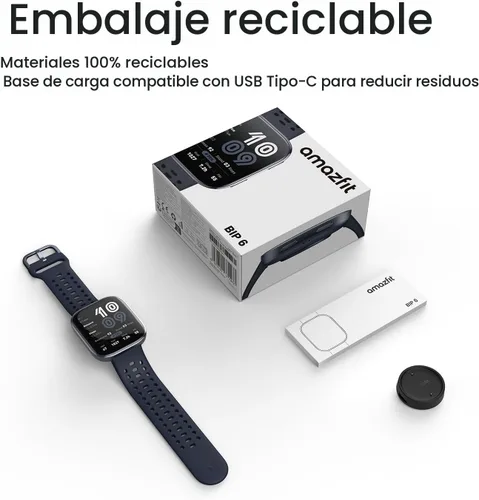 Miniatura 6 de Amazfit Bip 6 - Reloj inteligente de 46mm, batería de 14 días, pantalla AMOLED de 1.97 pulgadas, GPS y mapas gratuitos, AI, llamada y mensaje Negro