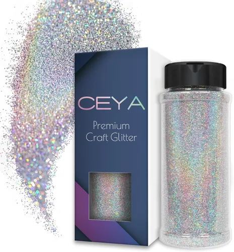 Miniatura 31 de Ceya 110g/ 3.8oz Polvo de Purpurina Holográfica Ultra Fina Láser Verde 1/128” 0.008” 0.2mm para Slime, Resina Epoxy, Manualidades, Vaso, Joyería